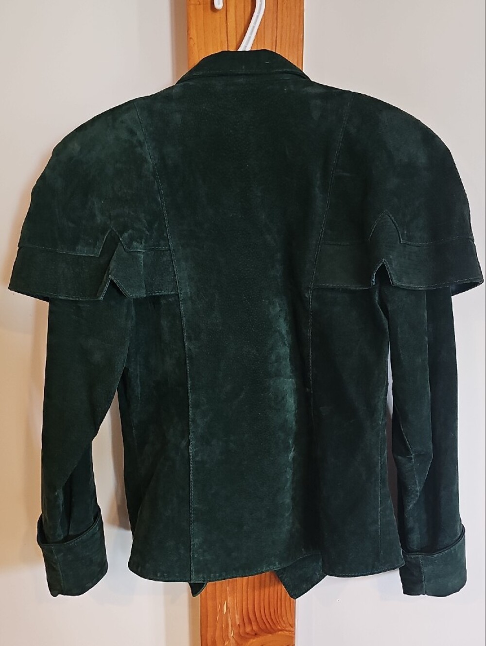 Women's Dark Green Suede Double-Breasted Blazer by le chateau - Picture 6 of 13